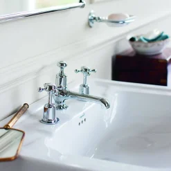 Burlington Claremont 3 Tap Hole Basin Mixer with Pop-up Waste