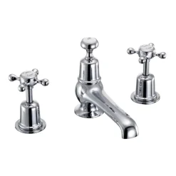 Burlington Claremont 3 Tap Hole Basin Mixer with Pop-up Waste