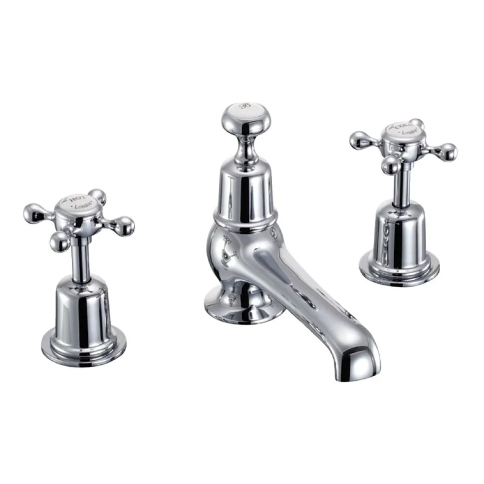 Burlington Claremont 3 Tap Hole Basin Mixer with Pop-up Waste