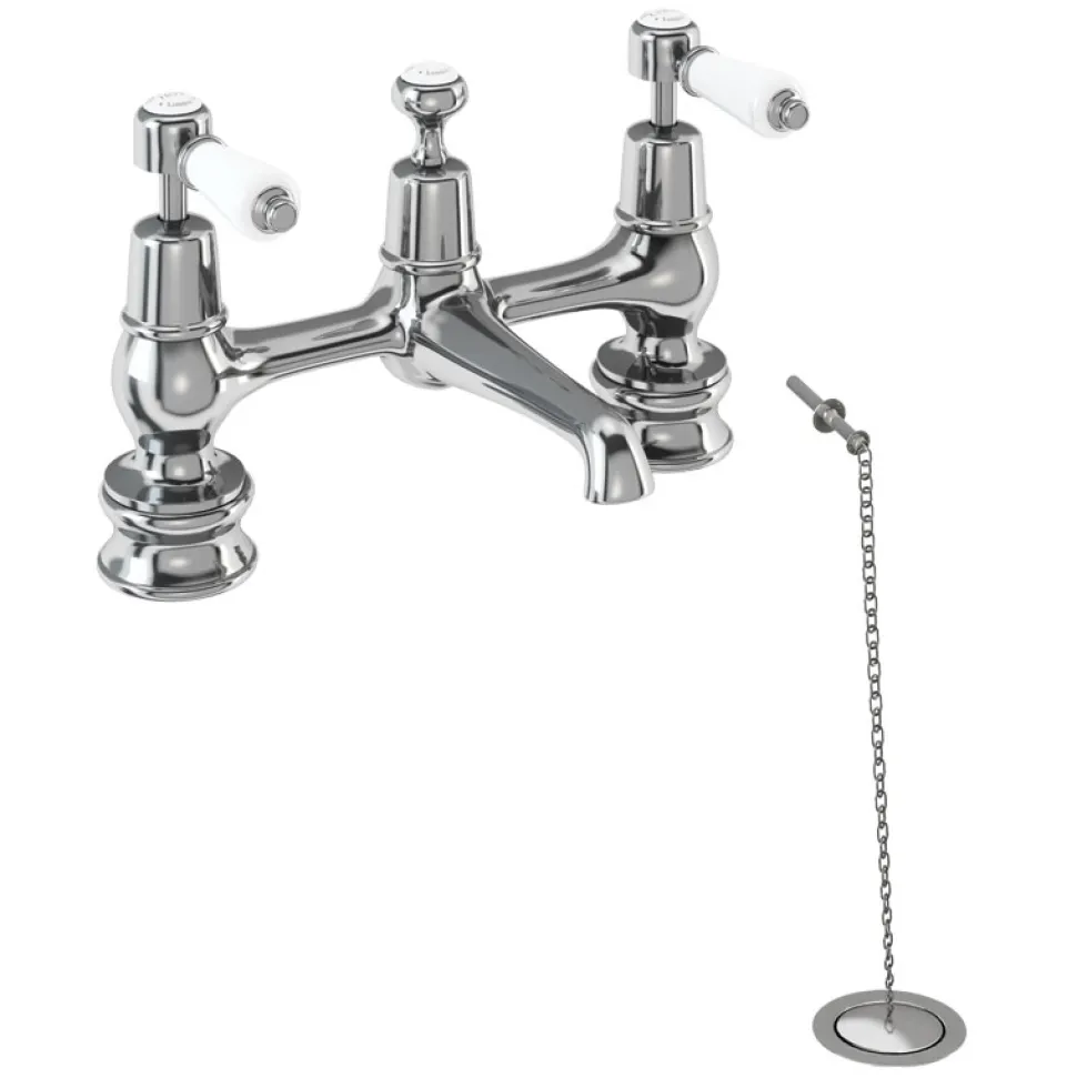 Burlington Kensington Bridge Basin Mixer Tap with Swivel Spout & Waste