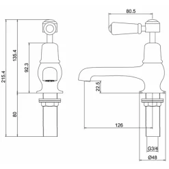Burlington Kensington Deck Mounted Bath Pillar Taps
