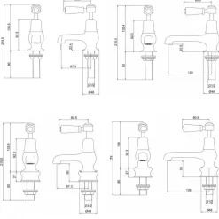 Burlington Kensington 3 Inch Basin Pillar Taps