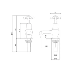 Burlington Kensington 3 Inch Basin Pillar Taps
