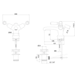 Burlington Kensington Regent Basin Mixer Tap with High Central Indice & Waste