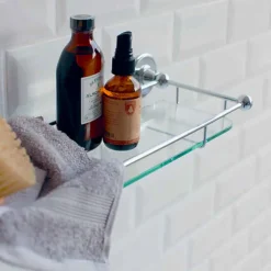 Burlington Wall Mounted Chrome and Glass Shelf