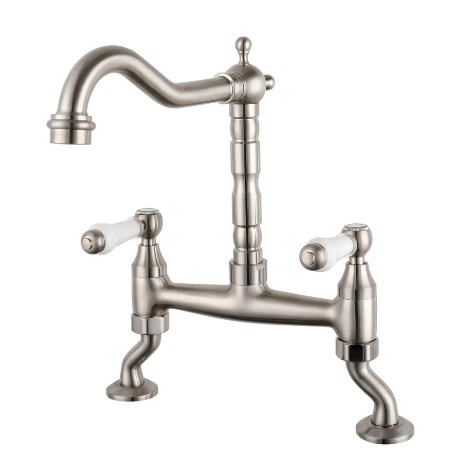 Butler & Rose Alba French Kitchen Bridge Mixer - Brushed Nickel