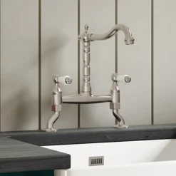 Butler & Rose Alba French Kitchen Bridge Mixer - Brushed Nickel
