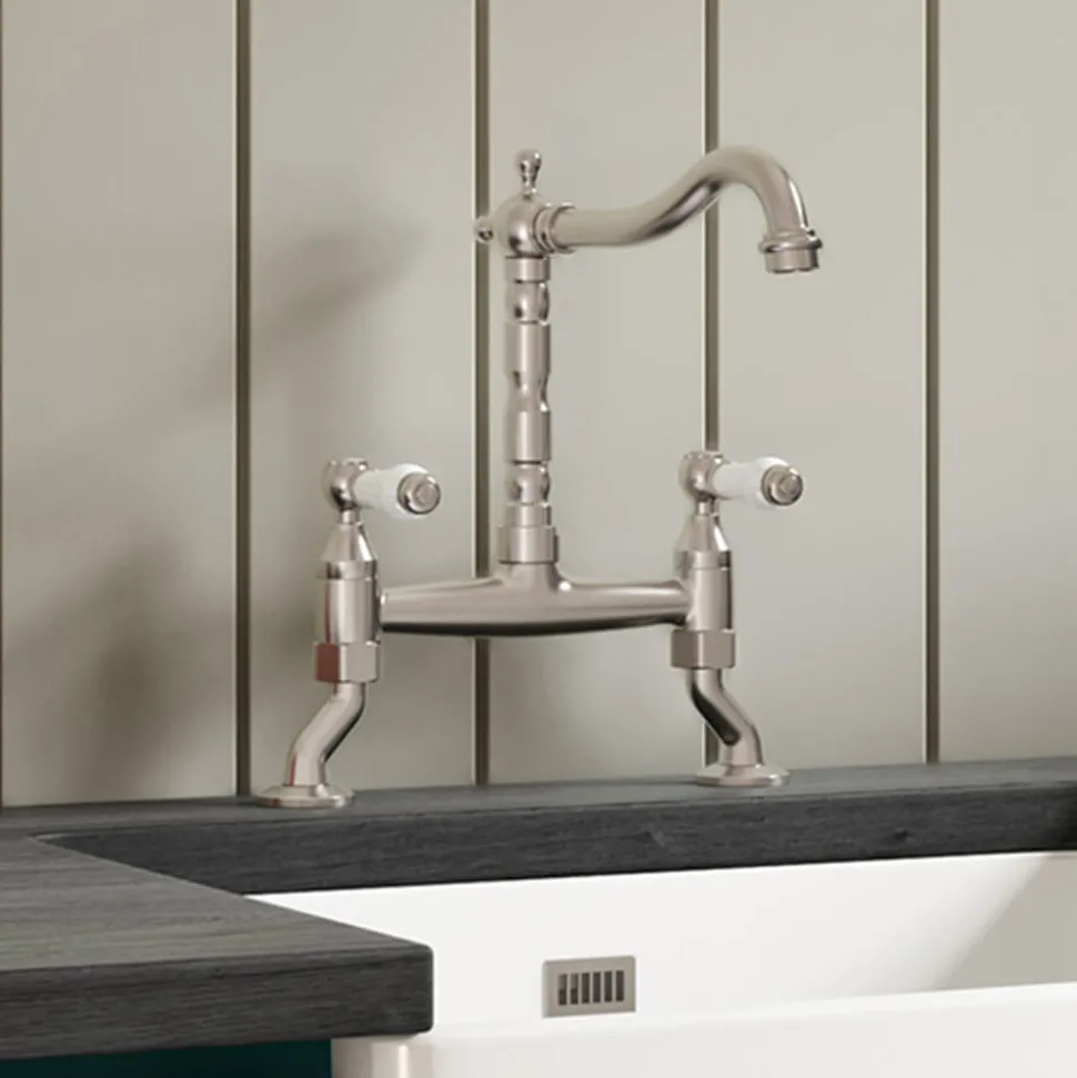 Butler & Rose Alba French Kitchen Bridge Mixer - Brushed Nickel
