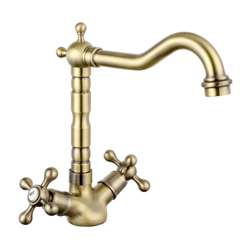 Butler & Rose Alba French Mono Kitchen Mixer - Antique Brass