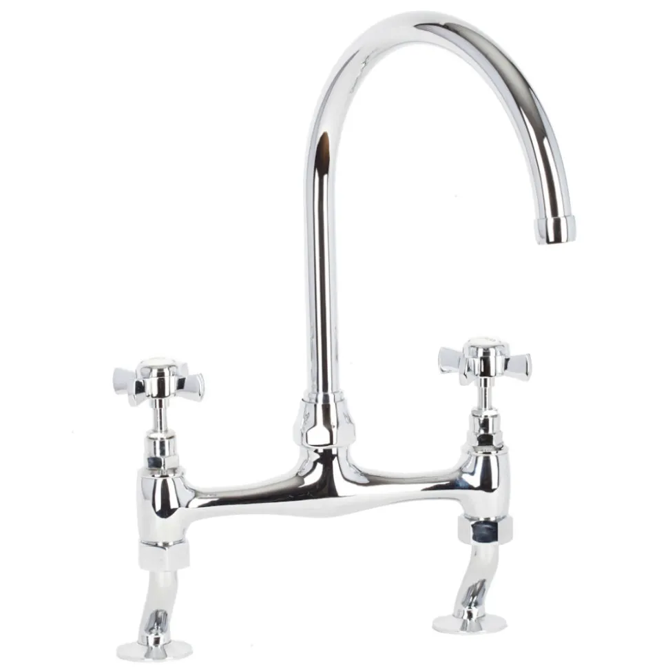 Butler & Rose Barbier Crosshead Kitchen Bridge Mixer - Polished Chrome
