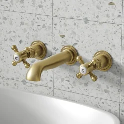 Butler & Rose Beatrice Brushed Brass Wall Mounted Basin Mixer Tap