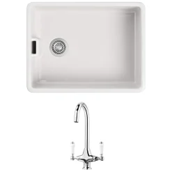 Butler & Rose Belfast Butler Kitchen Sink with Victoria Kitchen Tap & Basket Strainer Waste