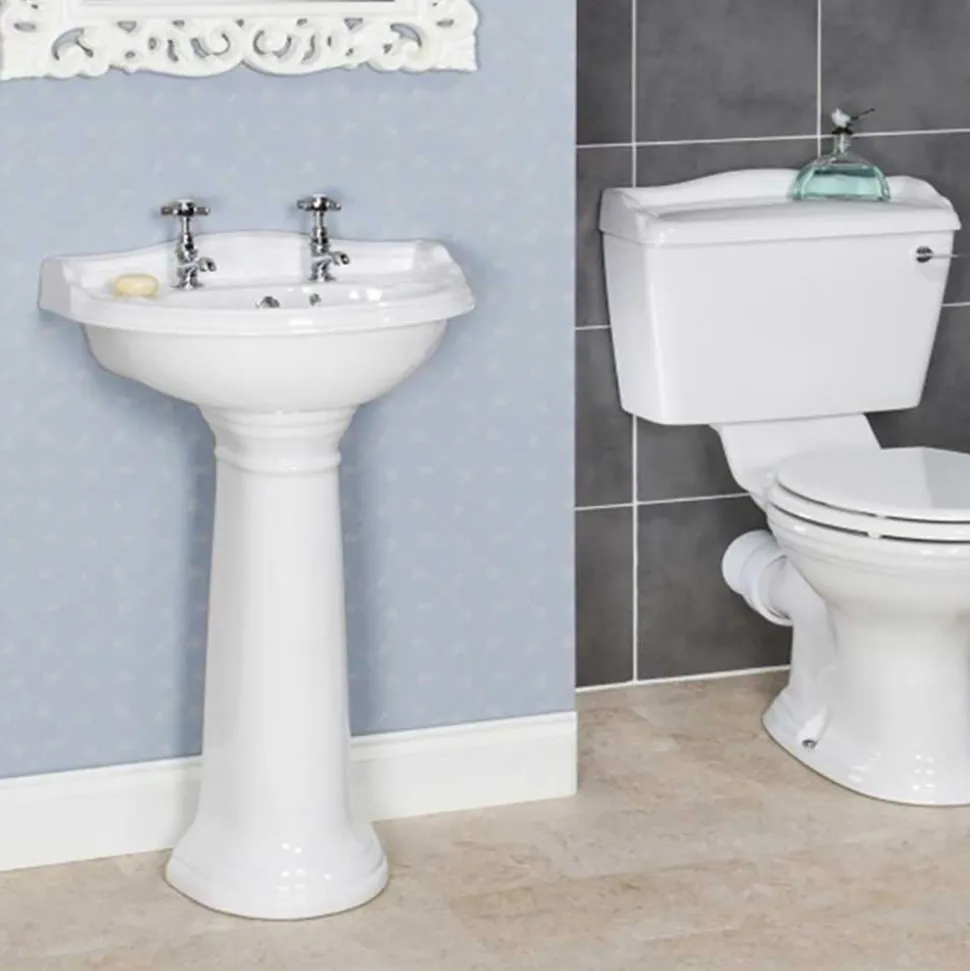 Butler & Rose Benedict 500mm Full Pedestal & Basin - 2 Tap Hole