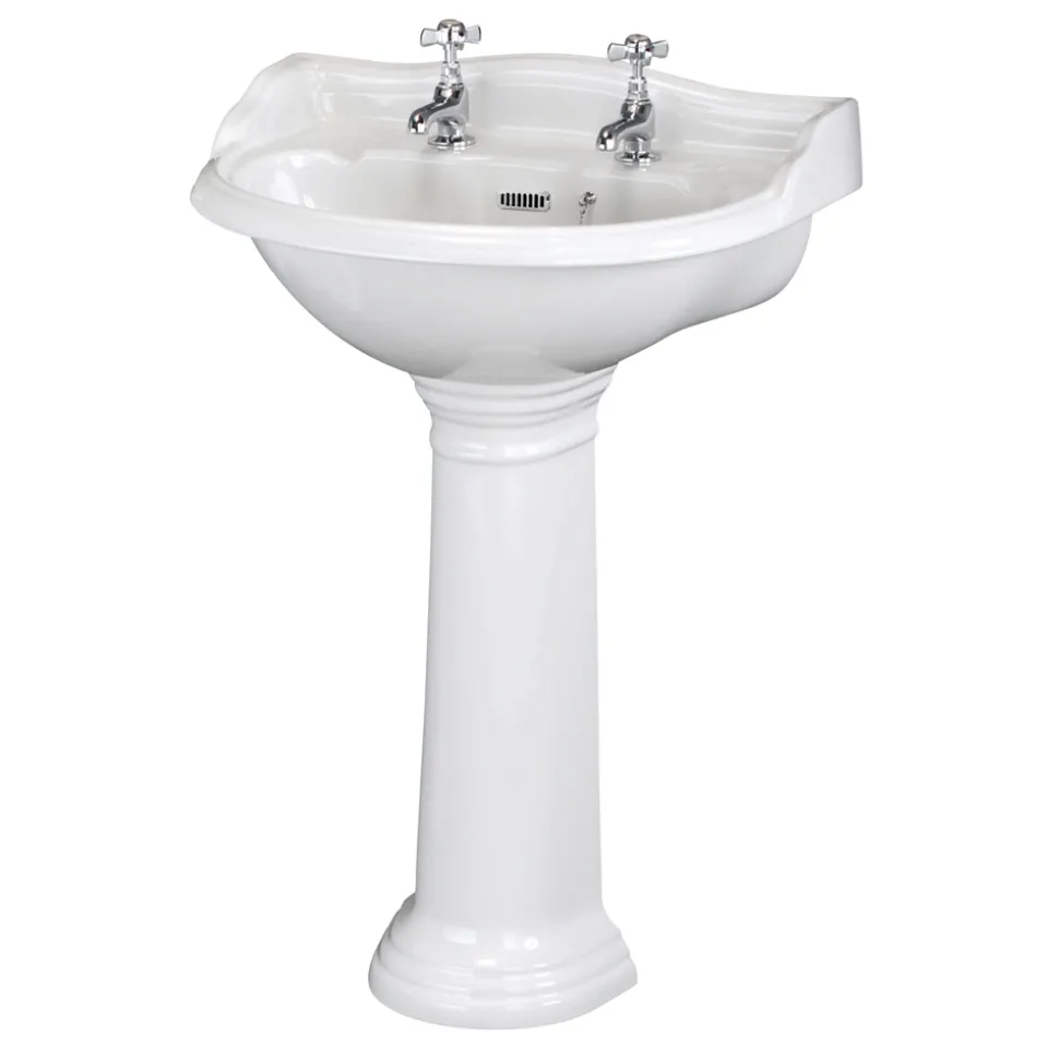 Butler & Rose Benedict 600mm Full Pedestal & Basin - 2 Tap Hole