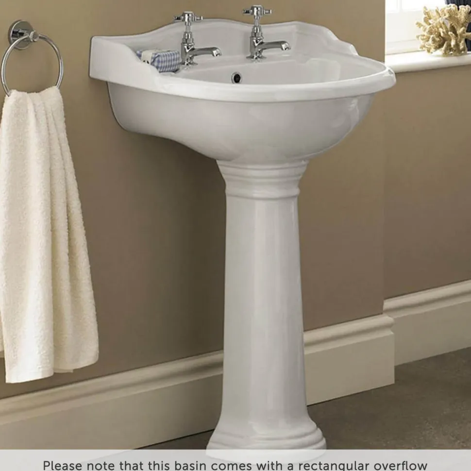Butler & Rose Benedict 600mm Full Pedestal & Basin - 2 Tap Hole