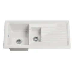 Butler & Rose 1.5 Bowl Ceramic Kitchen Sink and Butler & Rose Victoria Traditional Kitchen Mixer Tap