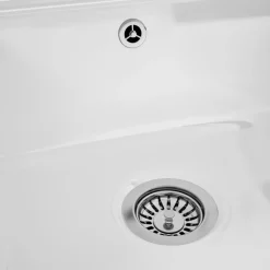 Butler & Rose 1.5 Bowl White Ceramic Kitchen Sink with Reversible Drainer - 1010mm x 525mm