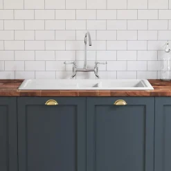 Butler & Rose 1.5 Bowl White Ceramic Kitchen Sink with Reversible Drainer - 1010mm x 525mm