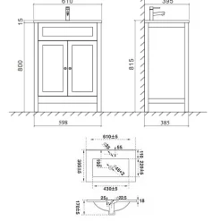 Butler & Rose Catherine Bathroom Suite with Vanity Unit & Close Coupled Toilet (Excluding Seat)