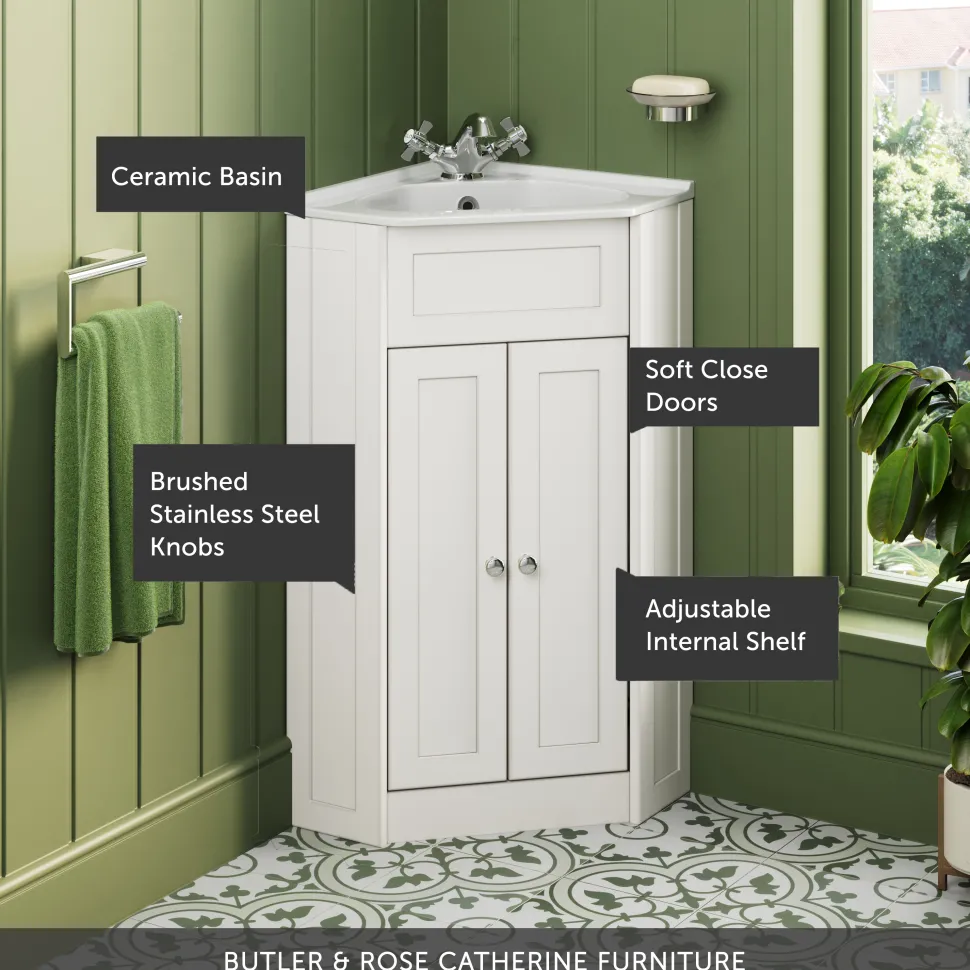 Butler & Rose Catherine Corner Cloakroom Vanity Unit with Basin