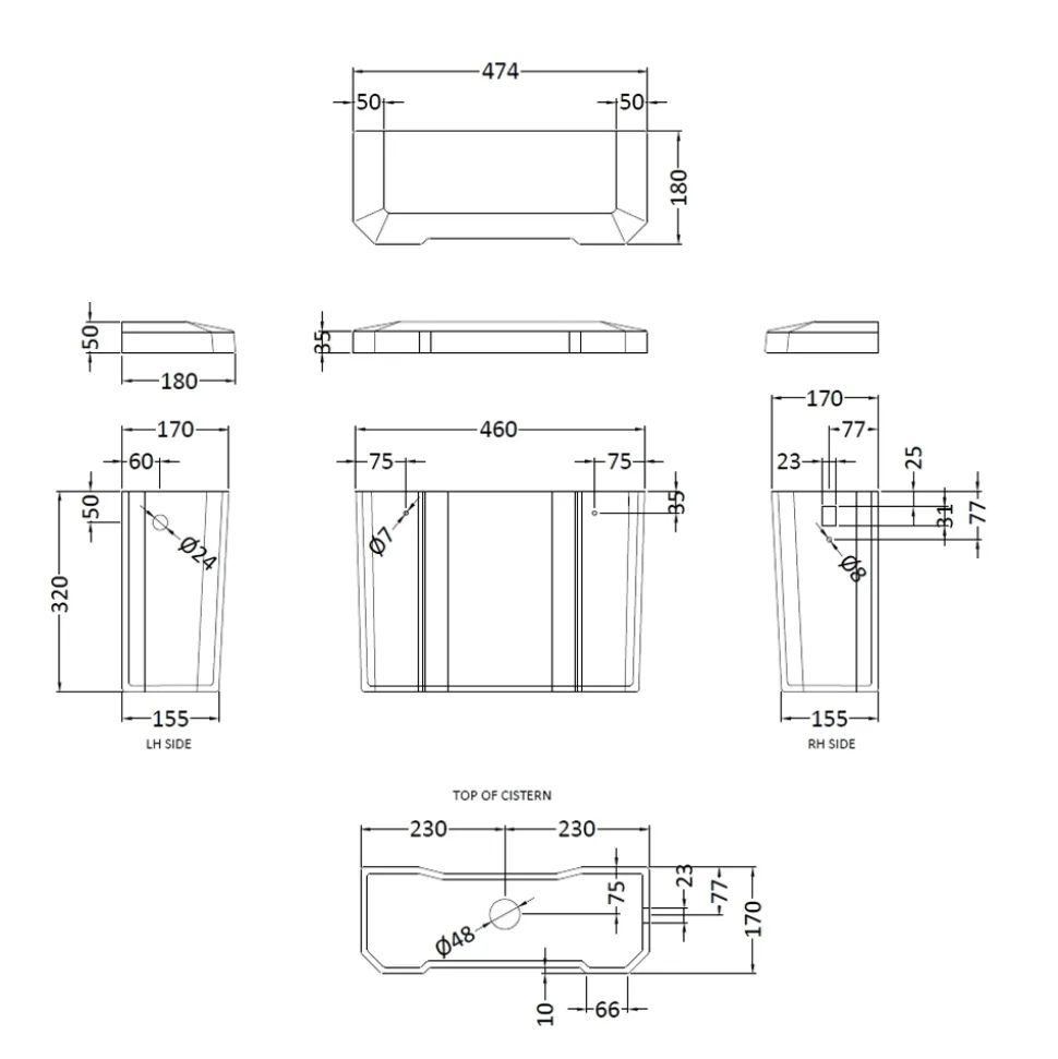 Butler & Rose Catherine High Level Toilet with Pan, Cistern & Flush Pipe Kit