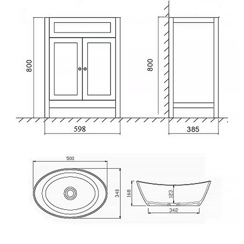 Butler & Rose Catherine 600mm Floorstanding Vanity Unit & Countertop