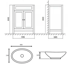 Butler & Rose Catherine 600mm Floorstanding Vanity Unit & Countertop