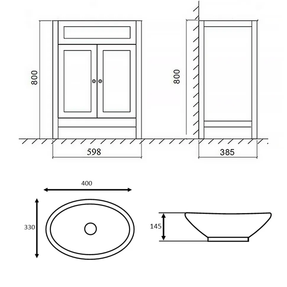 Butler & Rose Catherine 600mm Floorstanding Vanity Unit & Countertop