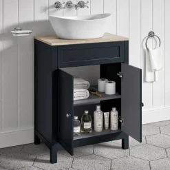 Butler & Rose Catherine 600mm Floorstanding Vanity Unit with Country Oak-Effect Countertop