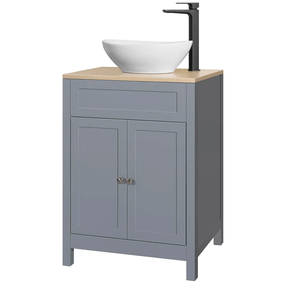 Butler & Rose Catherine 600mm Floorstanding Vanity Unit with Country Oak-Effect Countertop
