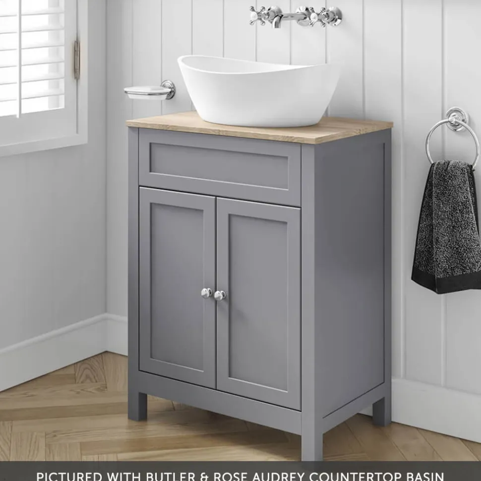 Butler & Rose Catherine 600mm Floorstanding Vanity Unit with Country Oak-Effect Countertop