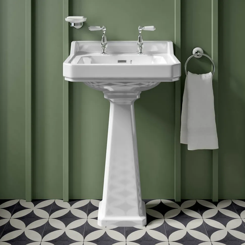 Butler & Rose Catherine 560mm Full Pedestal & Basin - 2 Tap Hole