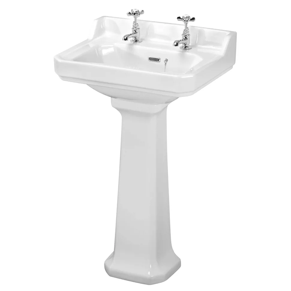 Butler & Rose Catherine 560mm Full Pedestal & Basin - 2 Tap Hole