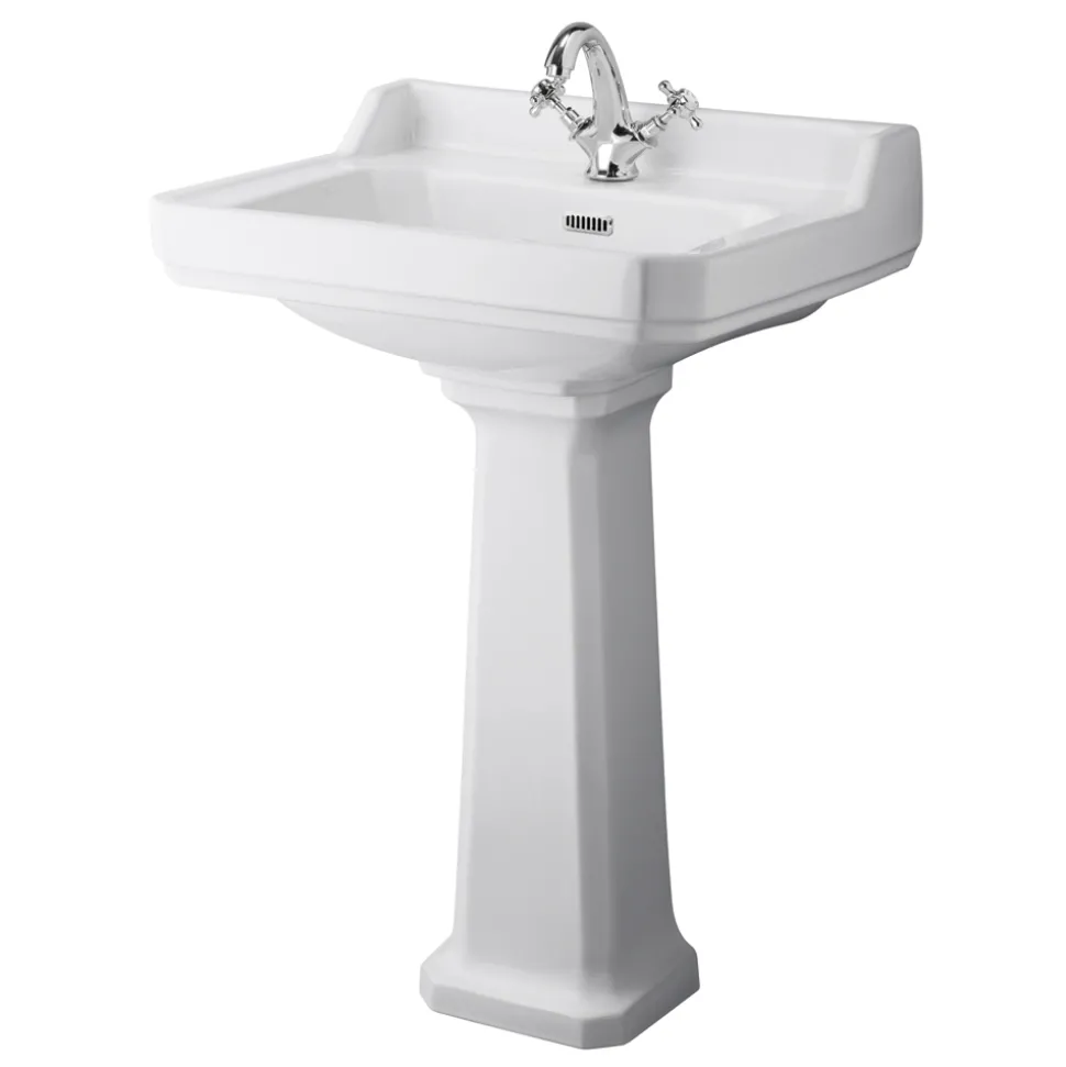 Butler & Rose Catherine 600mm Full Pedestal & Basin - 1 Tap Hole