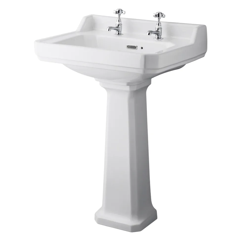 Butler & Rose Catherine 600mm Full Pedestal & Basin - 2 Tap Hole