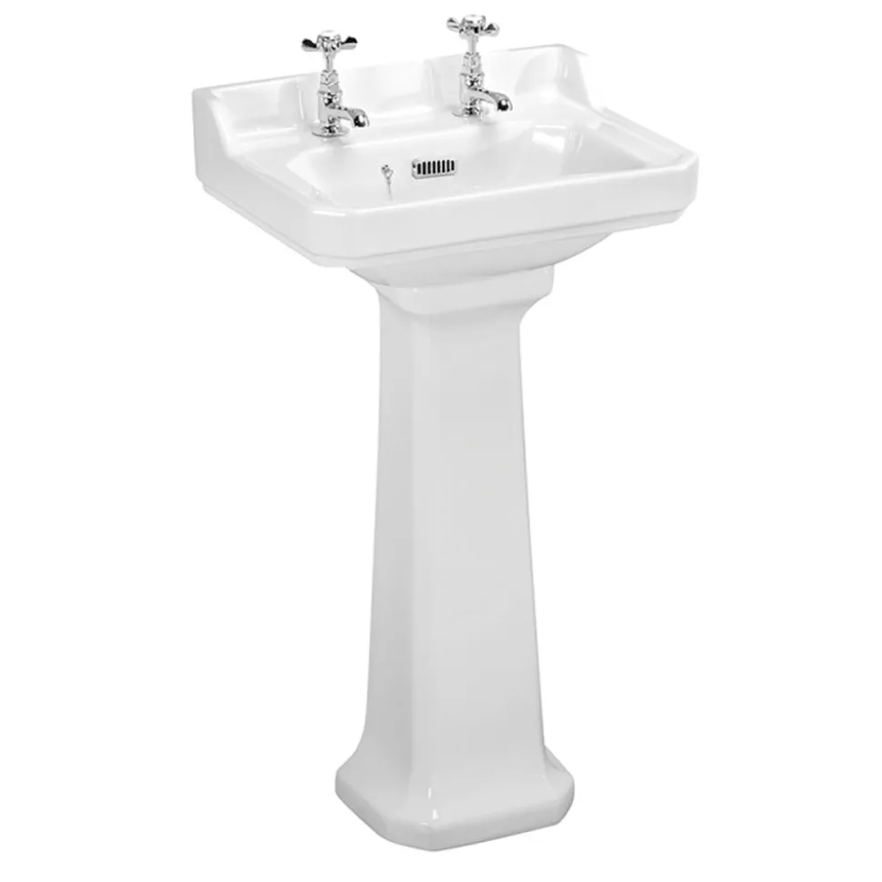 Butler & Rose Catherine 500mm Full Pedestal & Basin - 2 Tap Hole