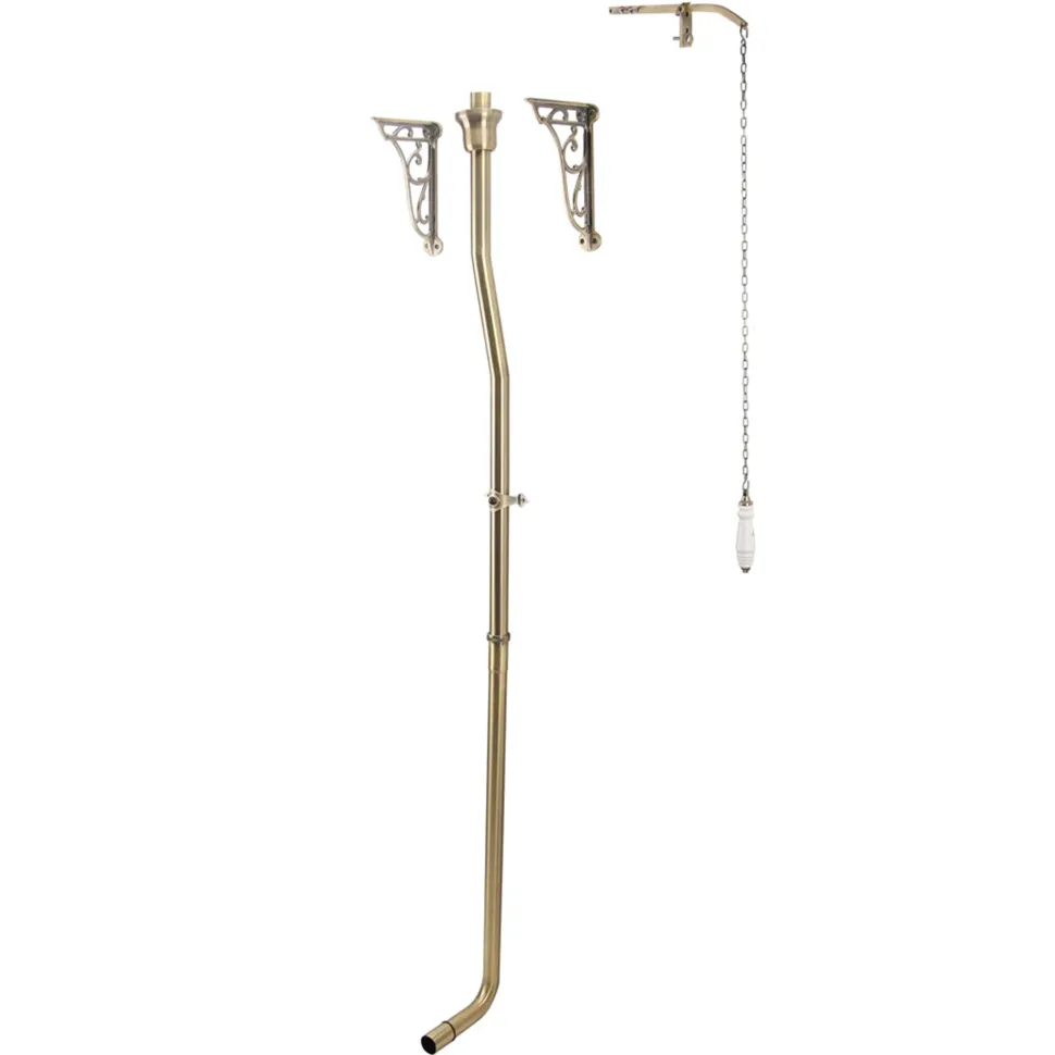 Butler & Rose Catherine Traditional High Level Toilet with Pan, Cistern & Brushed Brass Flush Pipe Set