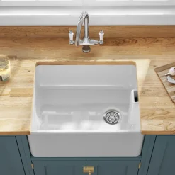Butler & Rose Ceramic Fireclay Belfast Traditional Kitchen Sink with Weir Overflow - 595 x 455mm