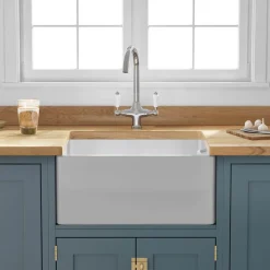 Butler & Rose Ceramic Fireclay Belfast Traditional Kitchen Sink with Weir Overflow - 595 x 455mm