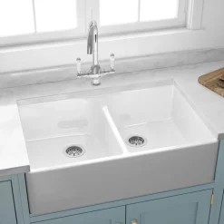 Butler & Rose Ceramic Fireclay Double Belfast Kitchen Sink - 795 x 500mm