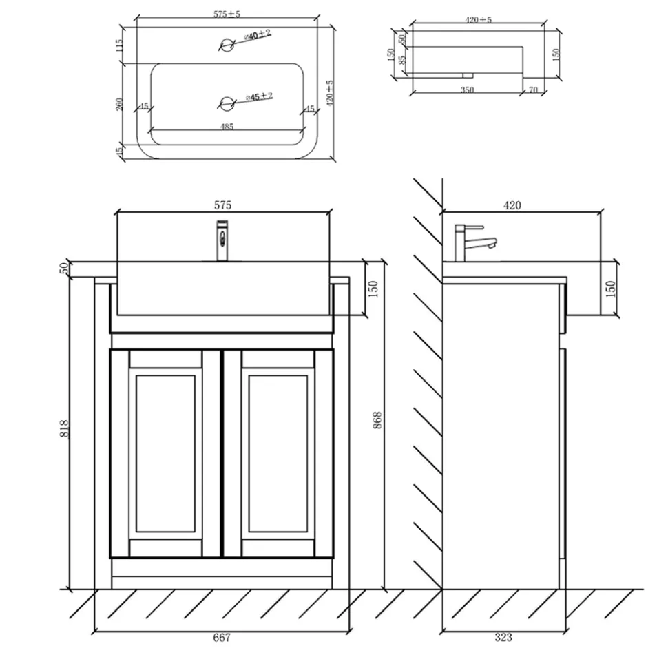 Butler & Rose Darcy Traditional Floorstanding Vanity Unit with Belfast Basin