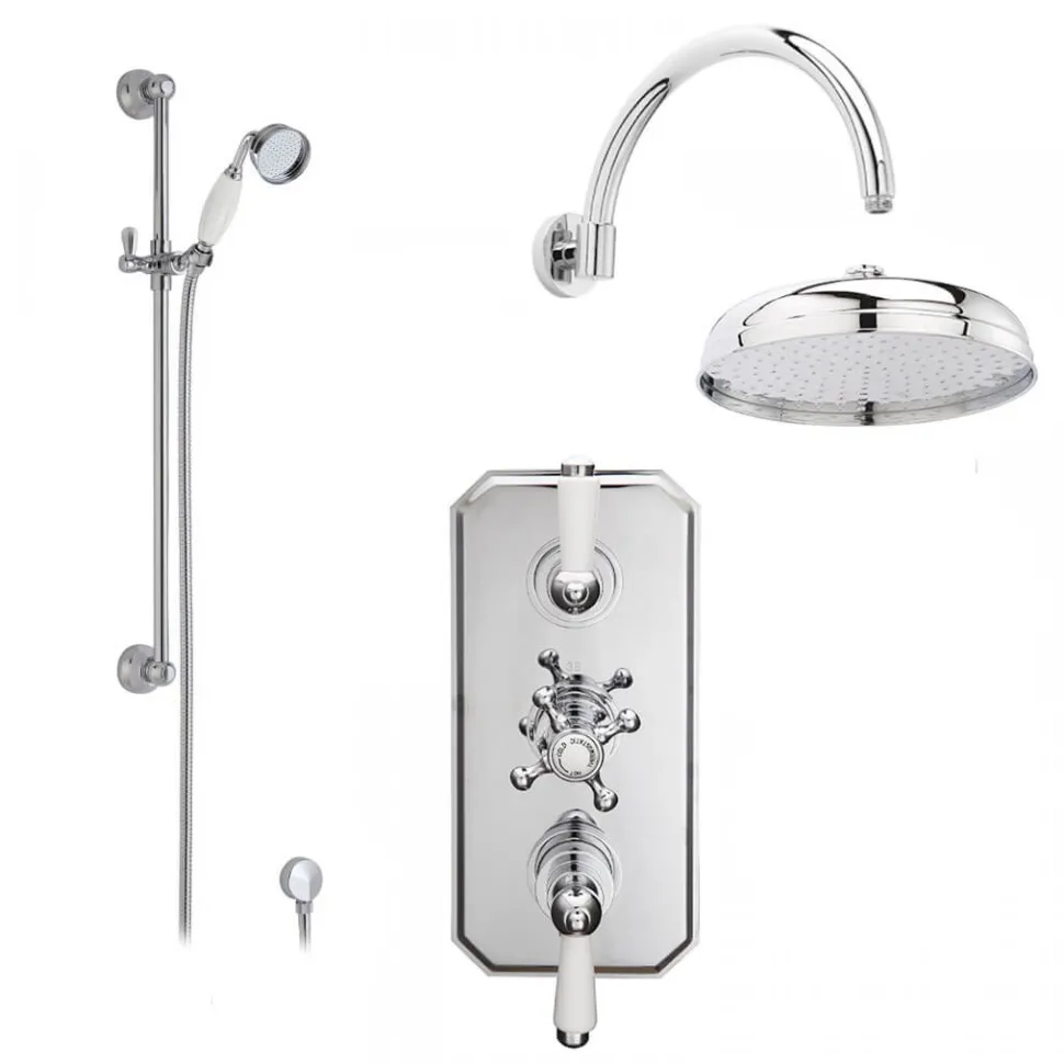 Butler & Rose Edith Concealed Shower Valve, Fixed Shower Head & Slide Rail Kit