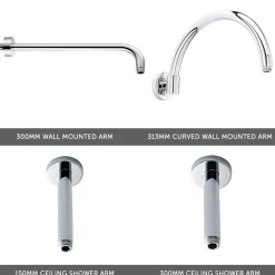 Butler & Rose Edith Concealed Shower Valve, Fixed Shower Head & Slide Rail Kit