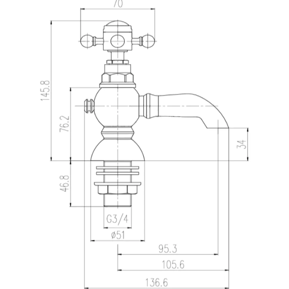 Butler & Rose Eliza Crosshead Bath Pillar Taps