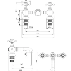 Butler & Rose Eliza Crosshead Deck Mounted Bath Filler Tap