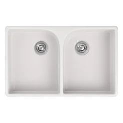 Butler & Rose Fireclay Ceramic White Double Belfast Kitchen Sink, Tap & Waste
