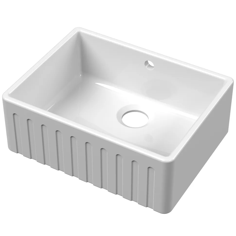 Butler & Rose Fluted Ceramic Fireclay Belfast / Butler Kitchen Sink - 595 x 450mm