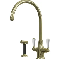 Butler & Rose Ivy Twin Lever Mono Kitchen Mixer Tap with Pull-Out Rinse