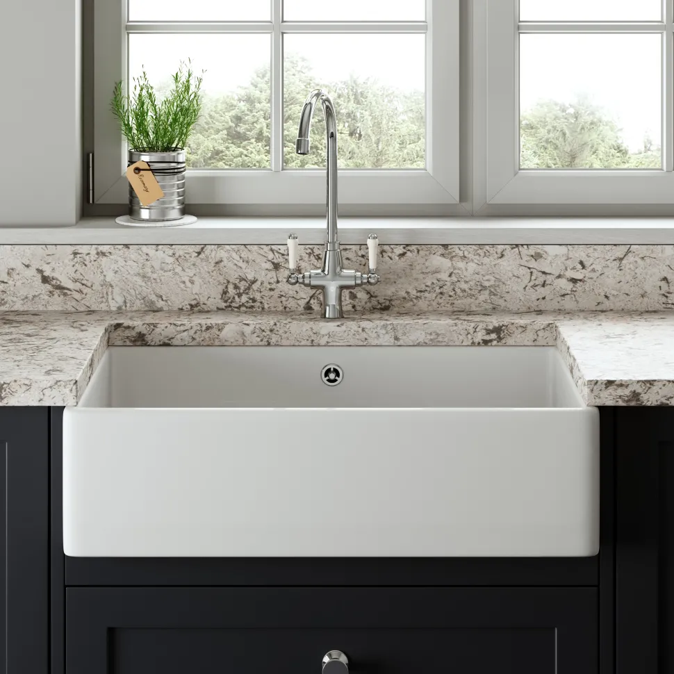Butler & Rose Large Belfast / Butler Ceramic Fireclay Kitchen Sink - 795 x 500mm