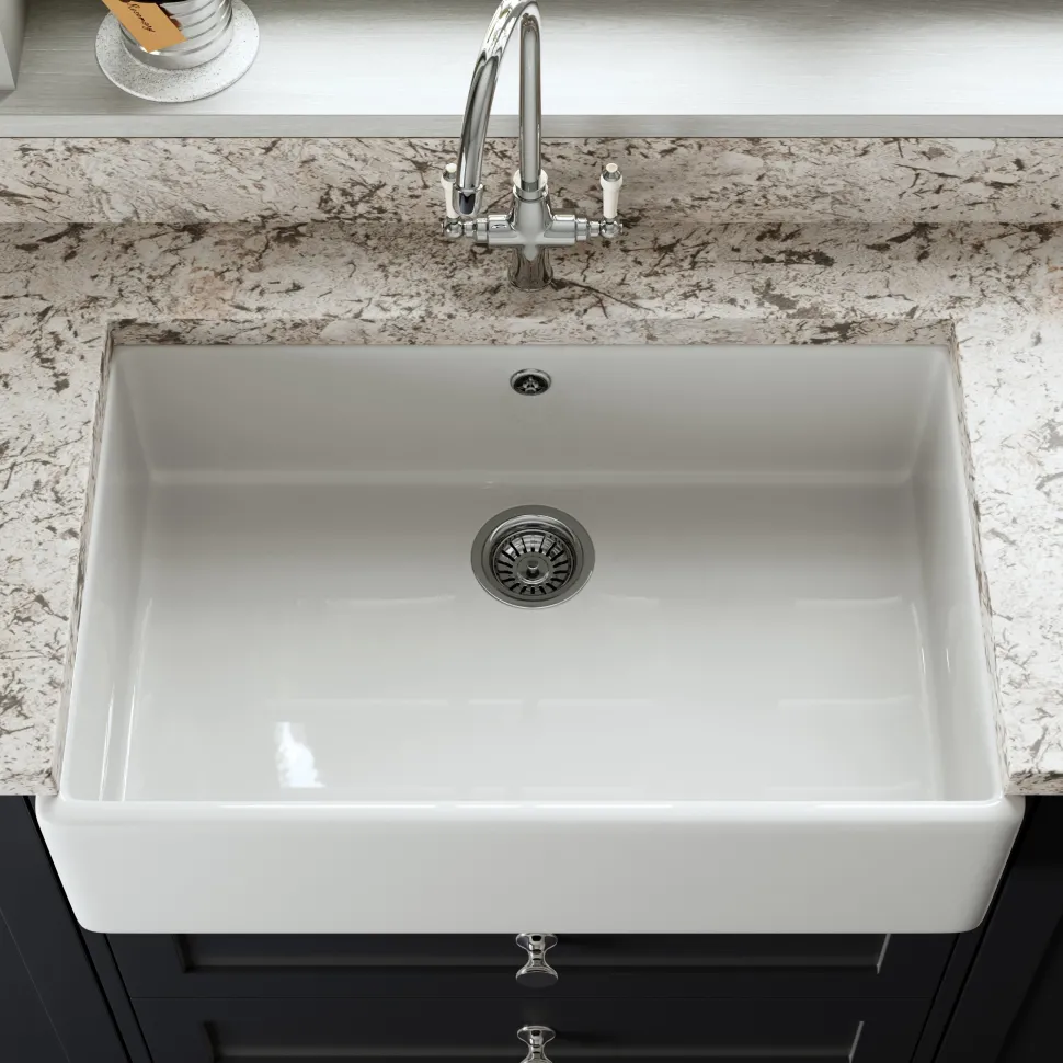 Butler & Rose Large Belfast / Butler Ceramic Fireclay Kitchen Sink - 795 x 500mm